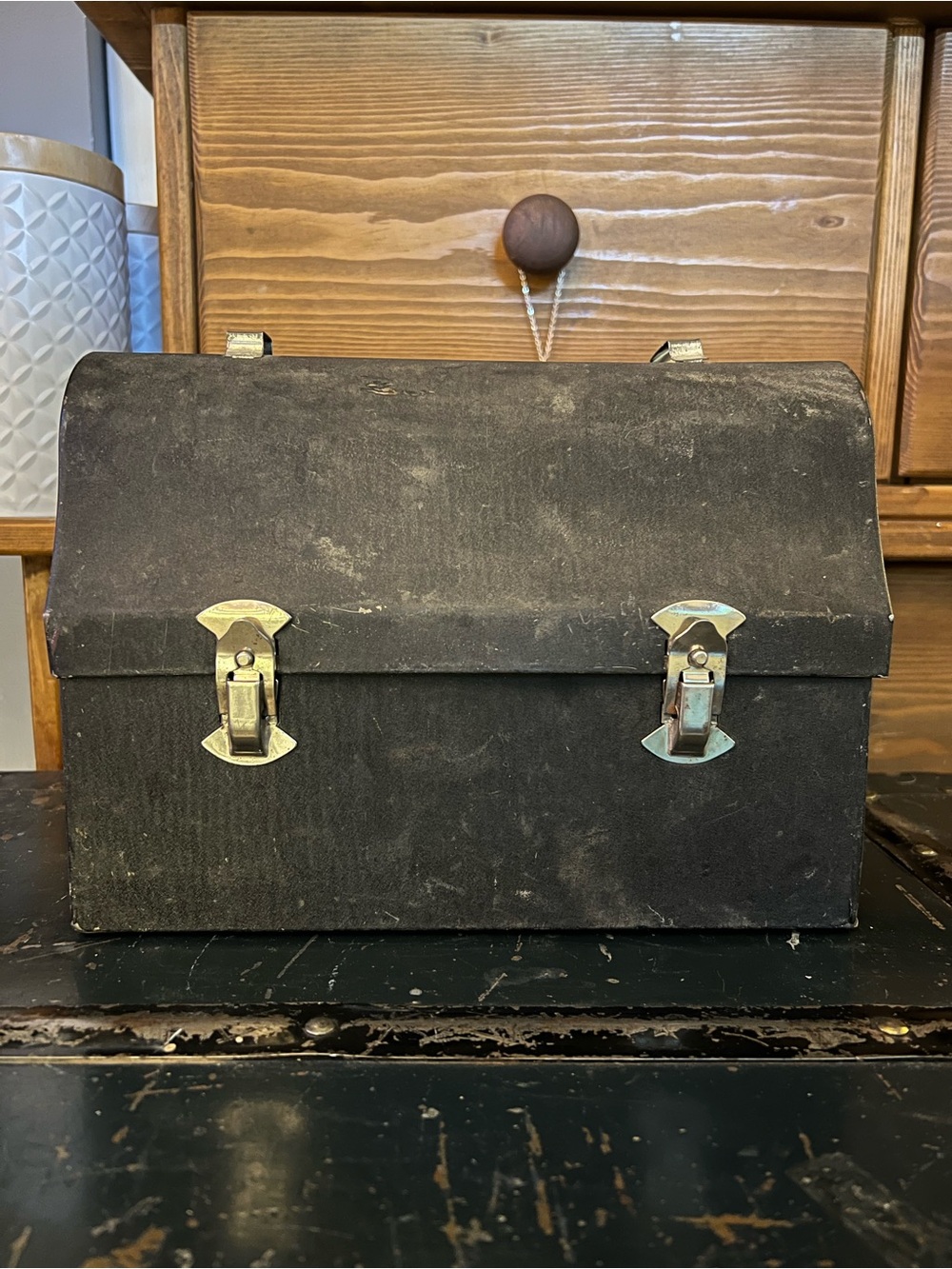 Vintage GSW Canada Metal Industrial Lunch Box Workman Miner Dome Pail Retro